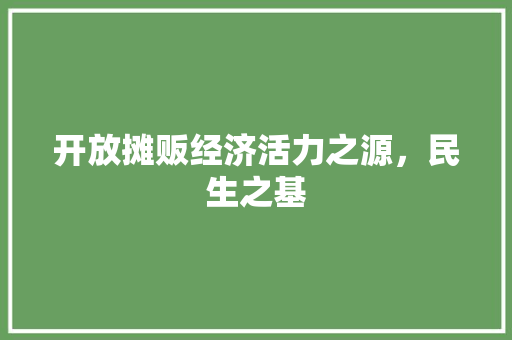 开放摊贩经济活力之源,民生之基 开放摊贩经济活力之源,民生之基