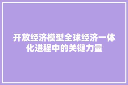 开放经济模型全球经济一体化进程中的关键力量 开放经济模型全球经济一体化进程中的关键力量