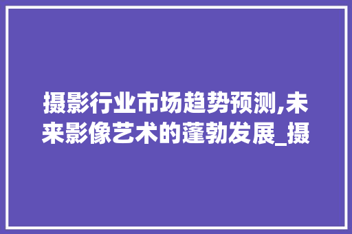摄影行业市场趋势预测,未来影像艺术的蓬勃发展_摄影行业市场趋势预测模型 摄影行业市场趋势预测,未来影像艺术的蓬勃发展_摄影行业市场趋势预测模型