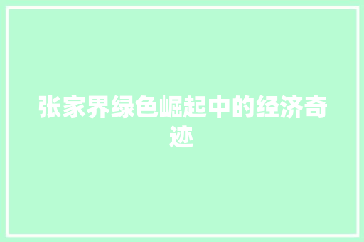 张家界绿色崛起中的经济奇迹 张家界绿色崛起中的经济奇迹