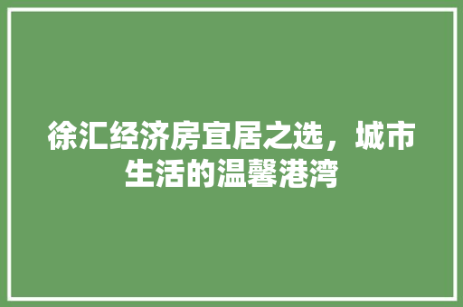 徐汇经济房宜居之选,城市生活的温馨港湾 徐汇经济房宜居之选,城市生活的温馨港湾