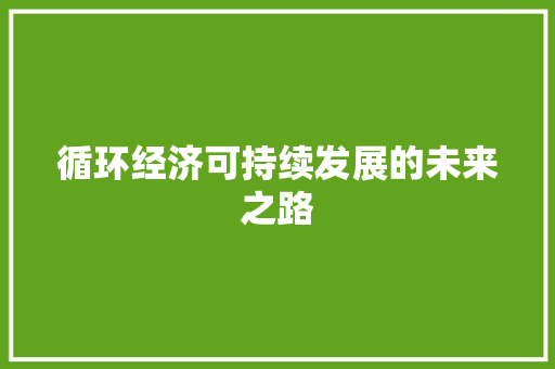 循环经济可持续发展的未来之路