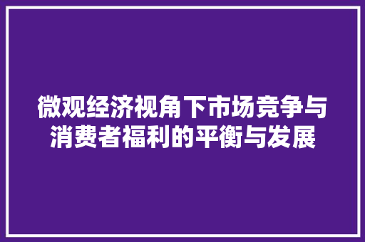 微观经济视角下市场竞争与消费者福利的平衡与发展 微观经济视角下市场竞争与消费者福利的平衡与发展