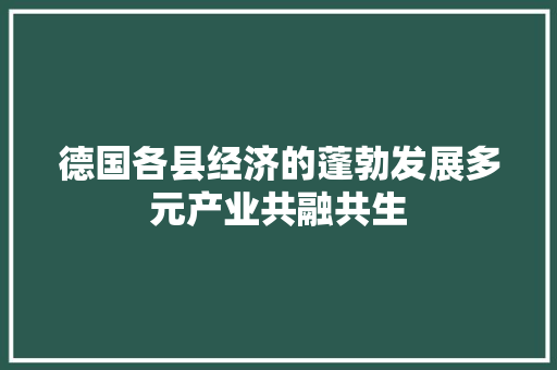 德国各县经济的蓬勃发展多元产业共融共生 德国各县经济的蓬勃发展多元产业共融共生