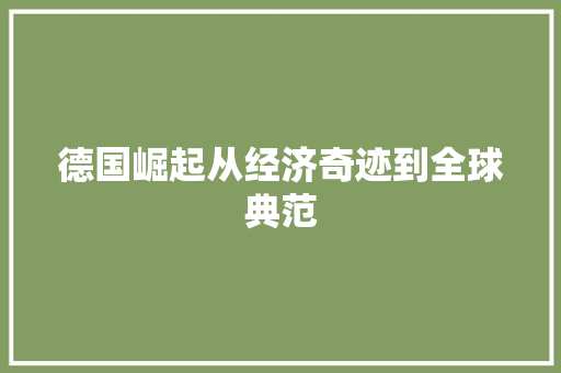 德国崛起从经济奇迹到全球典范 德国崛起从经济奇迹到全球典范