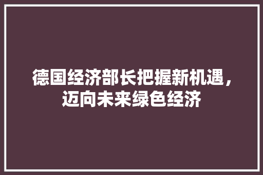 德国经济部长把握新机遇,迈向未来绿色经济 德国经济部长把握新机遇,迈向未来绿色经济