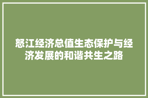 怒江经济总值生态保护与经济发展的和谐共生之路 怒江经济总值生态保护与经济发展的和谐共生之路