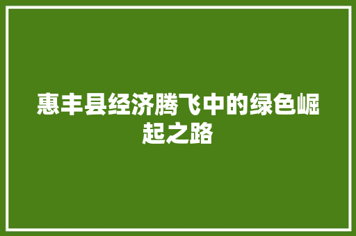 惠丰县经济腾飞中的绿色崛起之路 惠丰县经济腾飞中的绿色崛起之路