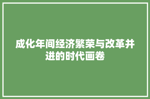 成化年间经济繁荣与改革并进的时代画卷 成化年间经济繁荣与改革并进的时代画卷