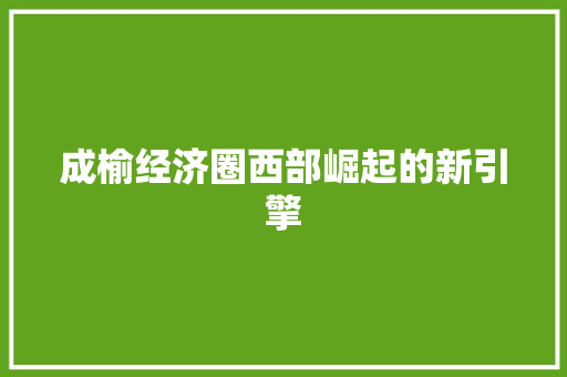 成榆经济圈西部崛起的新引擎 成榆经济圈西部崛起的新引擎
