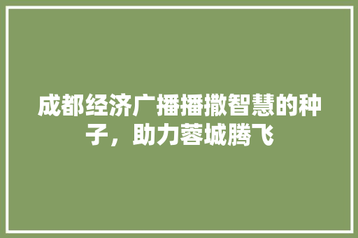 成都经济广播播撒智慧的种子,助力蓉城腾飞 成都经济广播播撒智慧的种子,助力蓉城腾飞