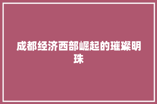 成都经济西部崛起的璀璨明珠 成都经济西部崛起的璀璨明珠