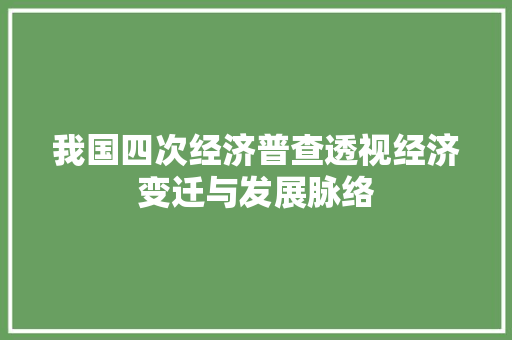 我国四次经济普查透视经济变迁与发展脉络 我国四次经济普查透视经济变迁与发展脉络
