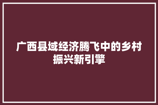 广西县域经济腾飞中的乡村振兴新引擎 广西县域经济腾飞中的乡村振兴新引擎