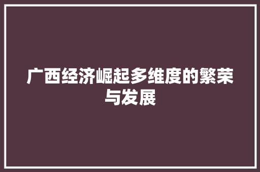 广西经济崛起多维度的繁荣与发展 广西经济崛起多维度的繁荣与发展