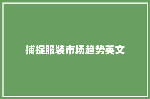捕捉服装市场趋势英文 捕捉服装市场趋势英文