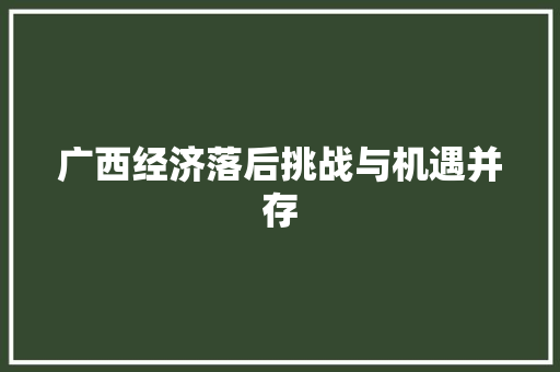 广西经济落后挑战与机遇并存 广西经济落后挑战与机遇并存