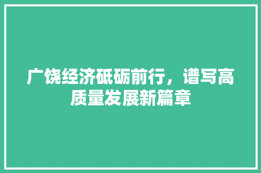 广饶经济砥砺前行,谱写高质量发展新篇章 广饶经济砥砺前行,谱写高质量发展新篇章