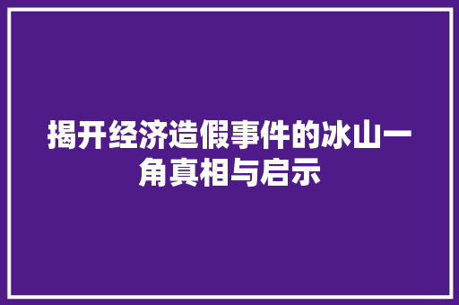揭开经济造假事件的冰山一角真相与启示 揭开经济造假事件的冰山一角真相与启示