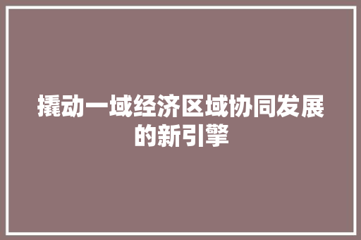 撬动一域经济区域协同发展的新引擎 撬动一域经济区域协同发展的新引擎