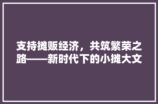 支持摊贩经济,共筑繁荣之路——新时代下的小摊大文章 支持摊贩经济,共筑繁荣之路——新时代下的小摊大文章
