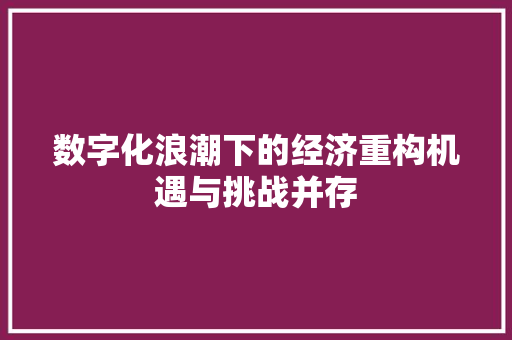 数字化浪潮下的经济重构机遇与挑战并存 数字化浪潮下的经济重构机遇与挑战并存