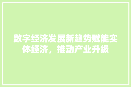 数字经济发展新趋势赋能实体经济,推动产业升级 数字经济发展新趋势赋能实体经济,推动产业升级