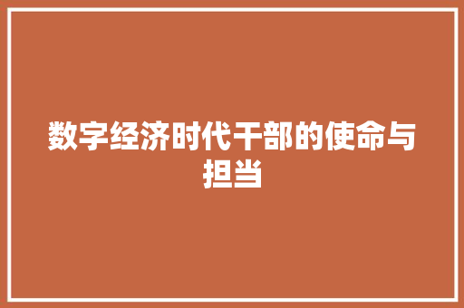 数字经济时代干部的使命与担当 数字经济时代干部的使命与担当