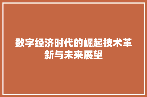 数字经济时代的崛起技术革新与未来展望 数字经济时代的崛起技术革新与未来展望