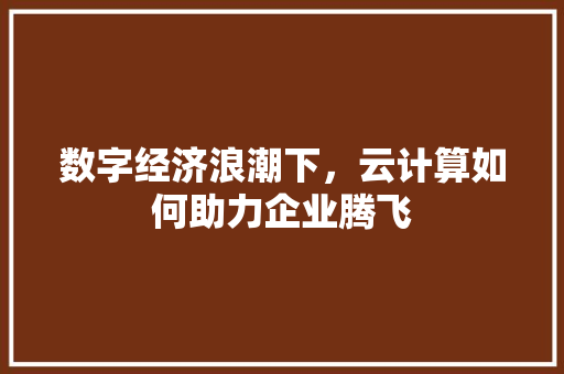 数字经济浪潮下,云计算如何助力企业腾飞 数字经济浪潮下,云计算如何助力企业腾飞