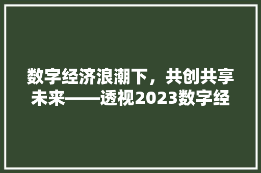 数字经济浪潮下,共创共享未来——透视2023数字经济大会 数字经济浪潮下,共创共享未来——透视2023数字经济大会