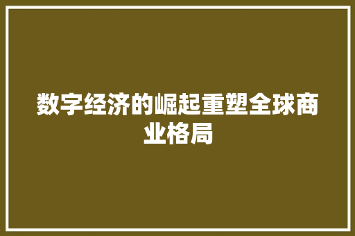 数字经济的崛起重塑全球商业格局 数字经济的崛起重塑全球商业格局