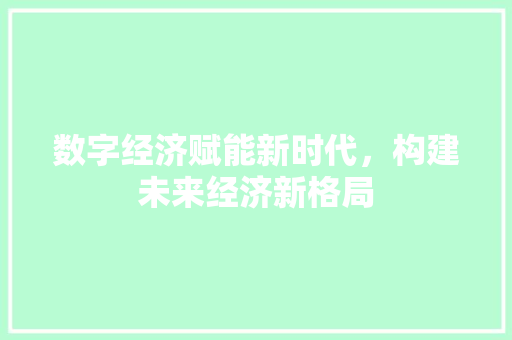 数字经济赋能新时代,构建未来经济新格局 数字经济赋能新时代,构建未来经济新格局