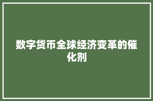 数字货币全球经济变革的催化剂 数字货币全球经济变革的催化剂