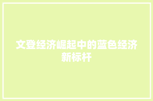 文登经济崛起中的蓝色经济新标杆 文登经济崛起中的蓝色经济新标杆