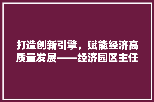 打造创新引擎,赋能经济高质量发展——经济园区主任访谈录 打造创新引擎,赋能经济高质量发展——经济园区主任访谈录