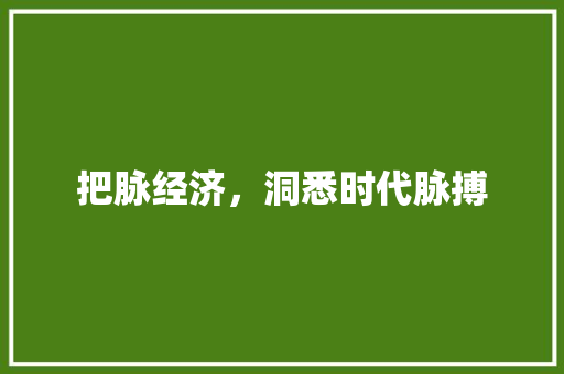 把脉经济,洞悉时代脉搏 把脉经济,洞悉时代脉搏