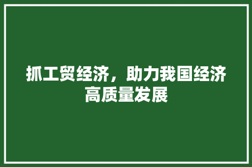 抓工贸经济,助力我国经济高质量发展 抓工贸经济,助力我国经济高质量发展