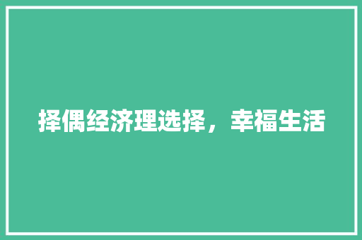 择偶经济理选择,幸福生活 择偶经济理选择,幸福生活