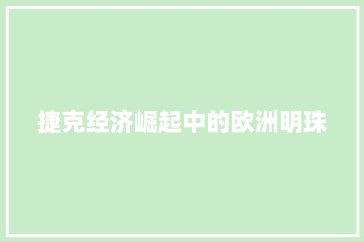 捷克经济崛起中的欧洲明珠 捷克经济崛起中的欧洲明珠