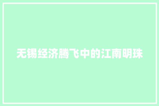 无锡经济腾飞中的江南明珠 无锡经济腾飞中的江南明珠