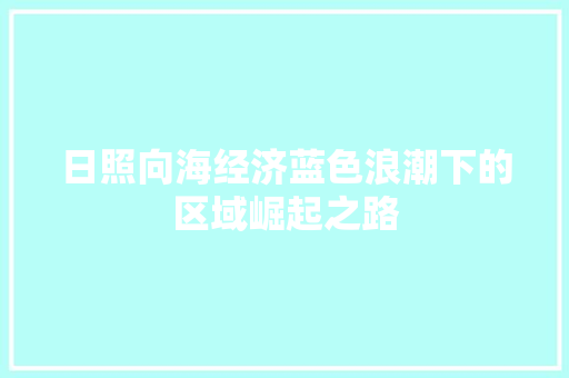 日照向海经济蓝色浪潮下的区域崛起之路 日照向海经济蓝色浪潮下的区域崛起之路