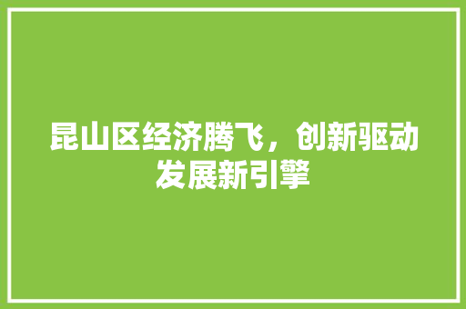 昆山区经济腾飞,创新驱动发展新引擎 昆山区经济腾飞,创新驱动发展新引擎