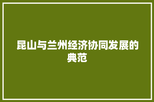 昆山与兰州经济协同发展的典范