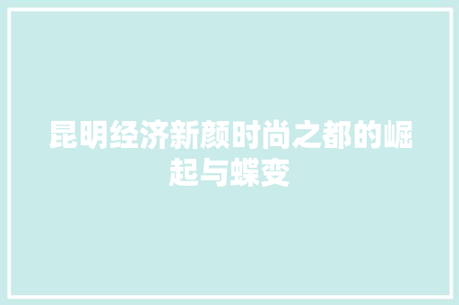 昆明经济新颜时尚之都的崛起与蝶变 昆明经济新颜时尚之都的崛起与蝶变