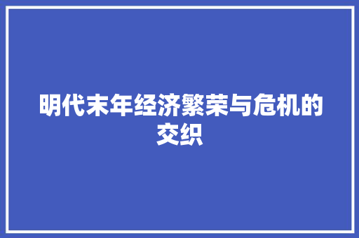 明代末年经济繁荣与危机的交织 明代末年经济繁荣与危机的交织