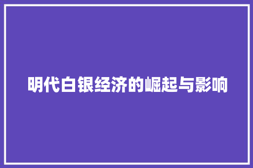明代白银经济的崛起与影响