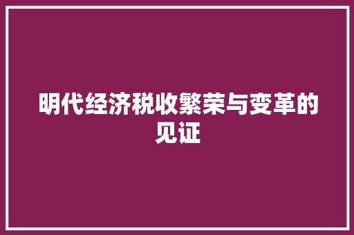 明代经济税收繁荣与变革的见证 明代经济税收繁荣与变革的见证