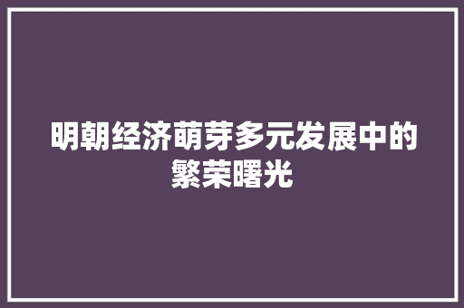 明朝经济萌芽多元发展中的繁荣曙光 明朝经济萌芽多元发展中的繁荣曙光