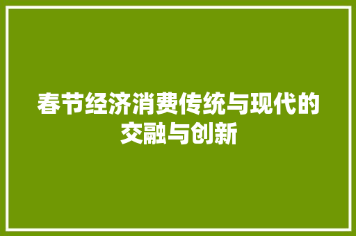春节经济消费传统与现代的交融与创新 春节经济消费传统与现代的交融与创新